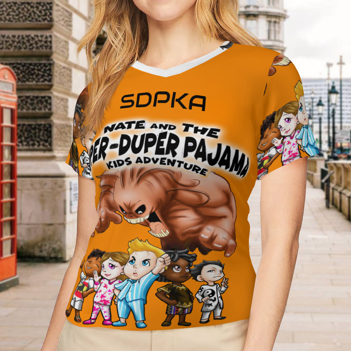 SDPKA- WOMEN'S V NECK T ORANGE