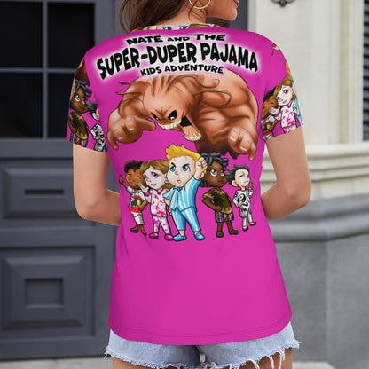 SDPKA- WOMEN'S V NECK T | HOT PINK