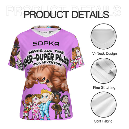 SDPKA- WOMEN'S V NECK T LT PINK