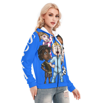 All-Over Print Women's Hoodie With Zipper