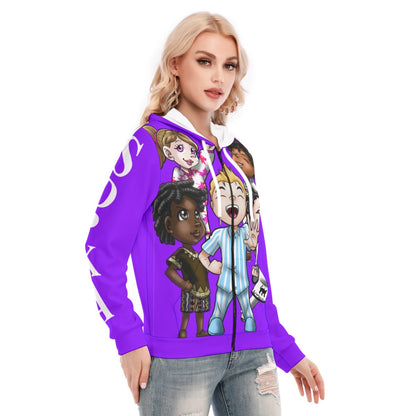 All-Over Print Women's Hoodie With Zipper