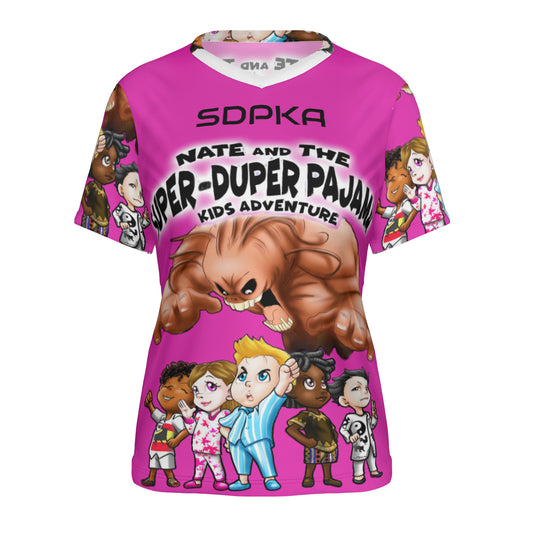 SDPKA- WOMEN'S V NECK T | HOT PINK