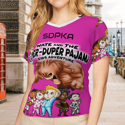 SDPKA- WOMEN'S V NECK T | HOT PINK