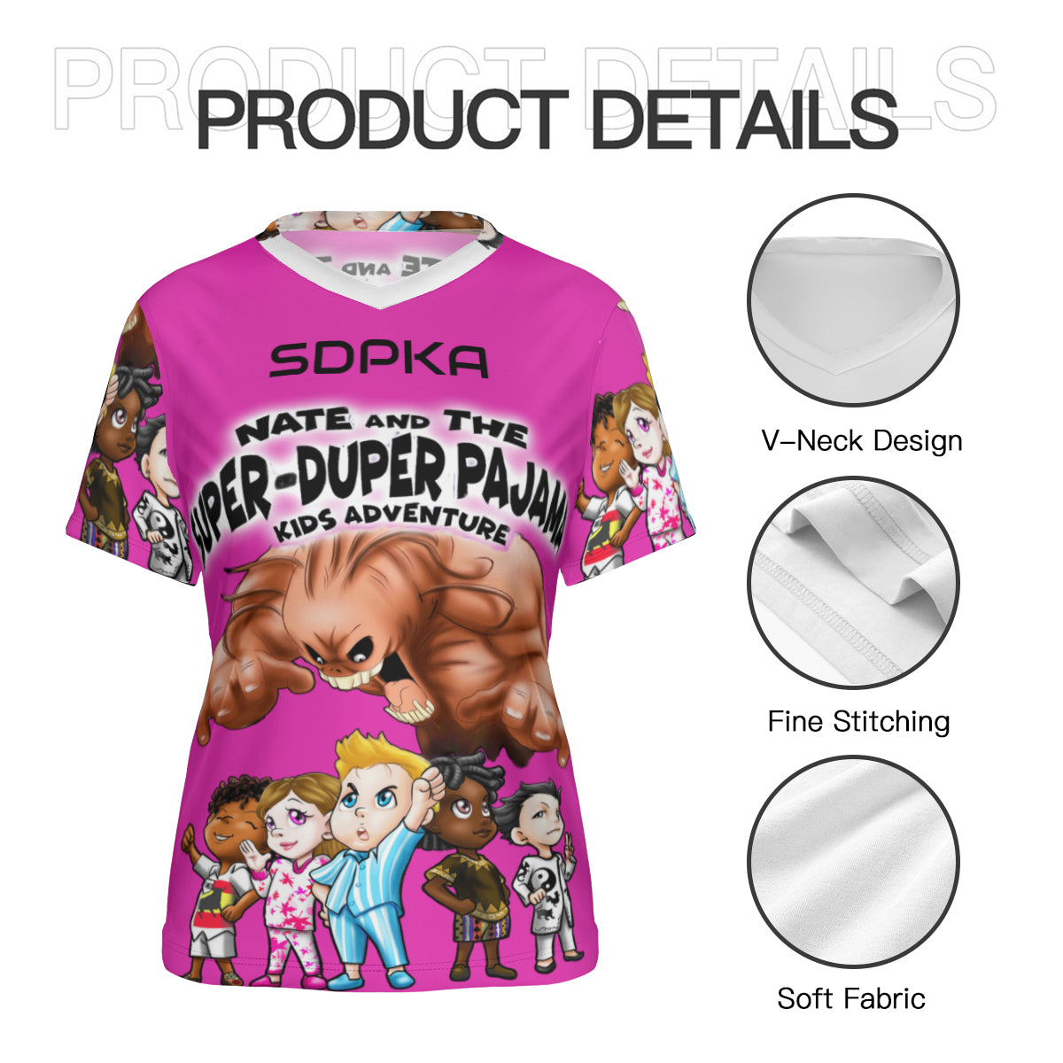 SDPKA- WOMEN'S V NECK T | HOT PINK