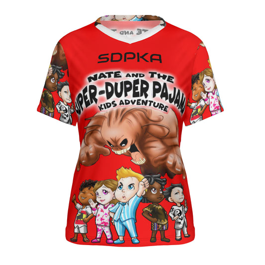 SDPKA- WOMEN'S V NECK T RED
