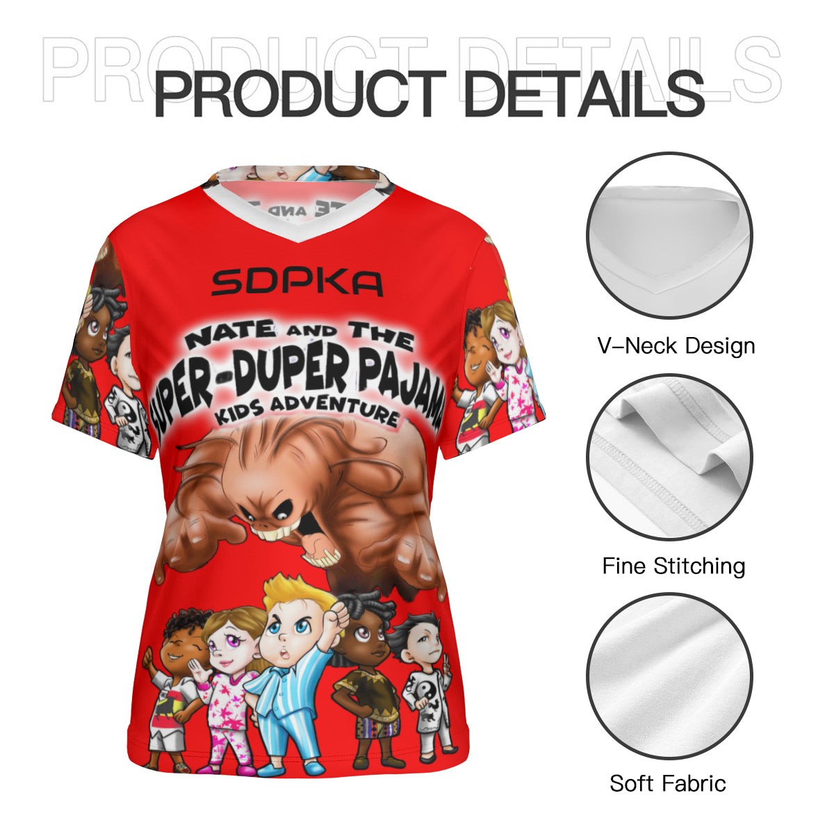 SDPKA- WOMEN'S V NECK T RED