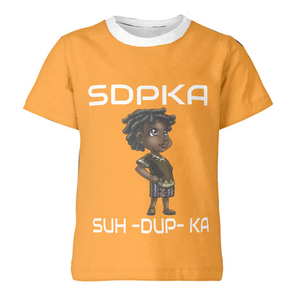 KEDAR'S SALUTE of VALOR T-SHIRT for YOUTH | SDPKA (SUH-DUP-KA) | ORANGE