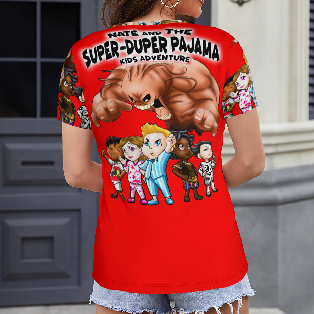 SDPKA- WOMEN'S V NECK T RED