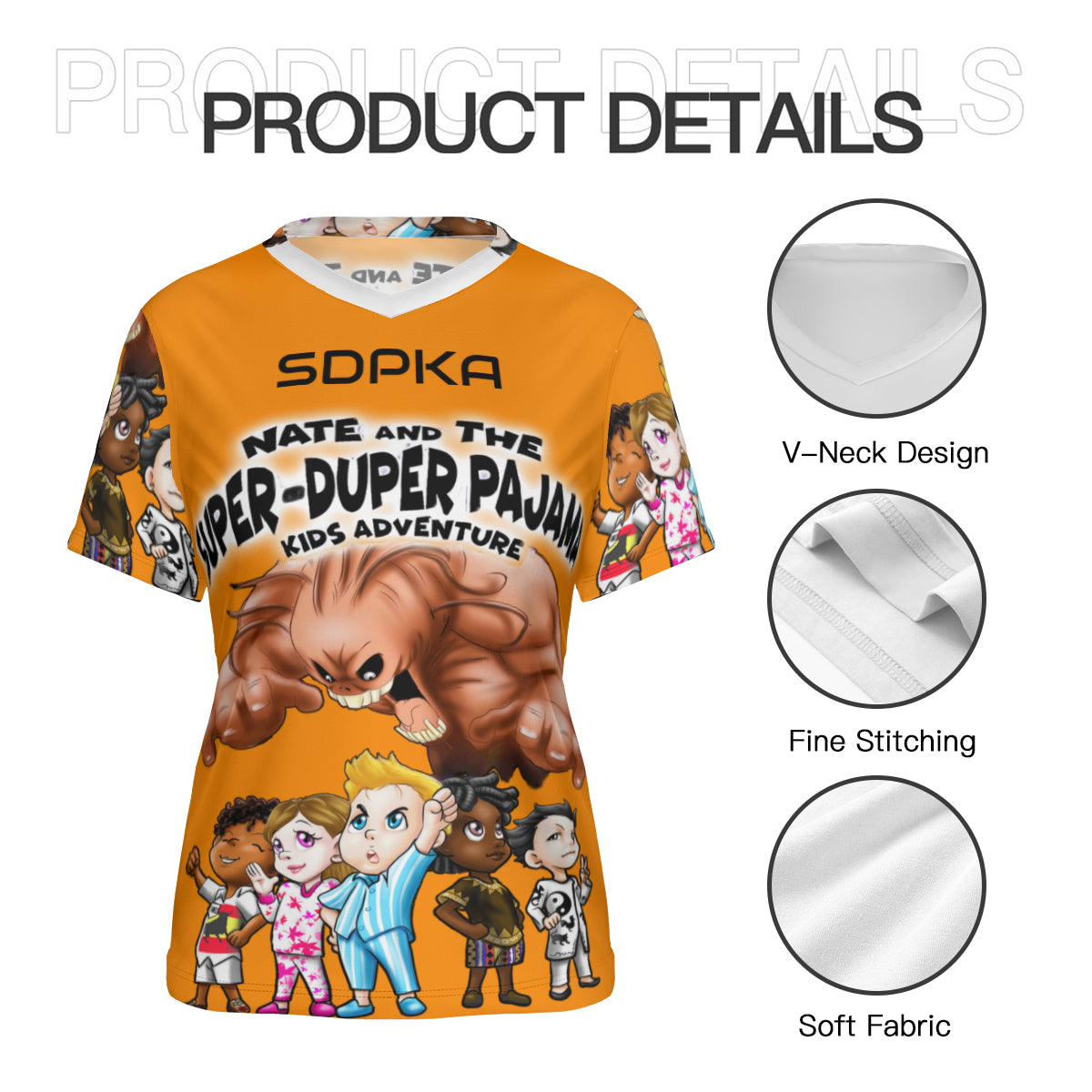 SDPKA- WOMEN'S V NECK T ORANGE